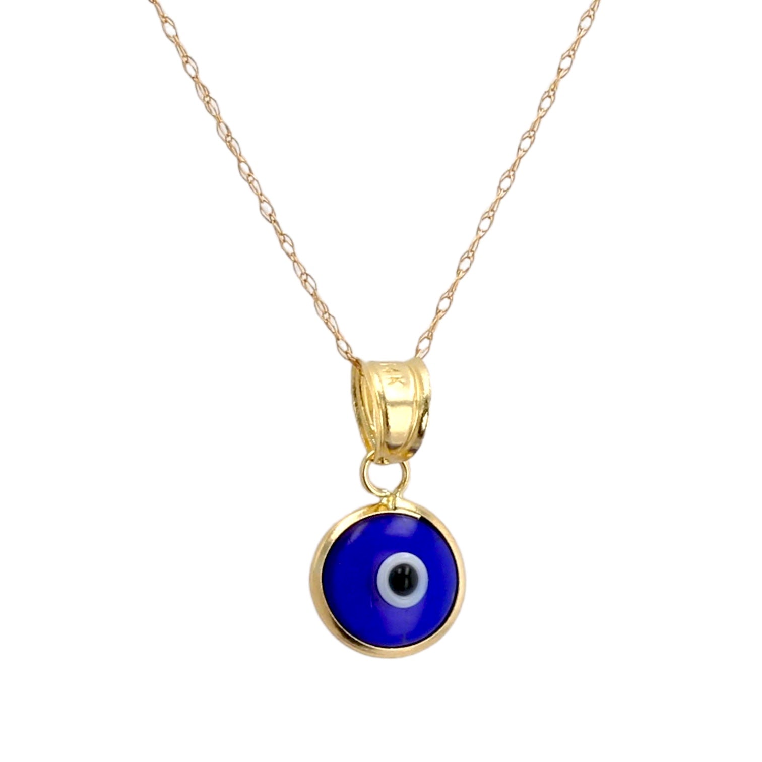 gold 14kt Blue Turcan eye necklace