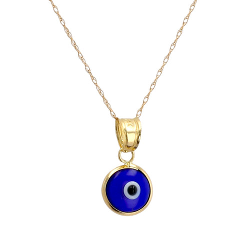 gold 14kt Blue Turcan eye necklace